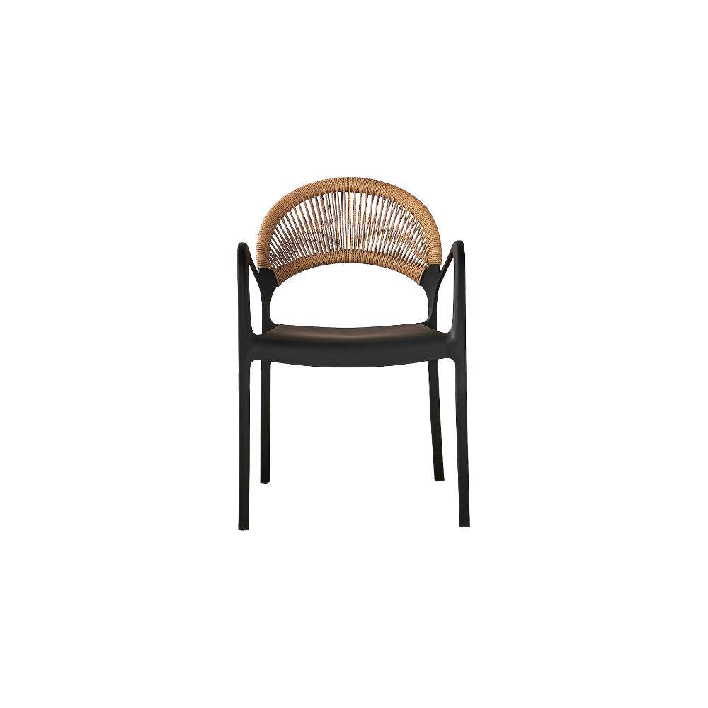 Silla Daytona, Negro y Café Claro, con Espaldar, Reposa Brazos y Diseño Minimalista, detalle interio