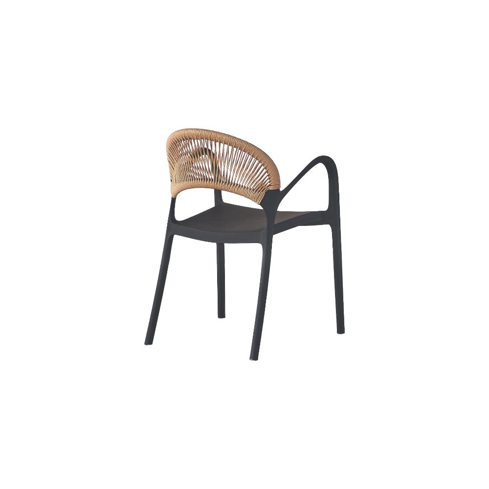 Silla Daytona, Negro y Café Claro, con Espaldar, Reposa Brazos y Diseño Minimalista, detalle de acab