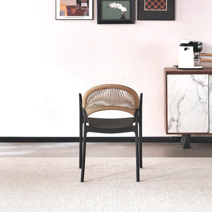 Silla Daytona, Negro y Café Claro, con Espaldar, Reposa Brazos y Diseño Minimalista, detalle
