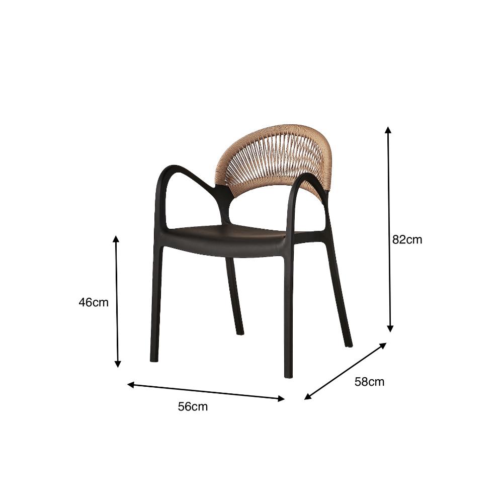 Silla Daytona, Negro y Café Claro, con Espaldar, Reposa Brazos y Diseño Minimalista, vista en perspe