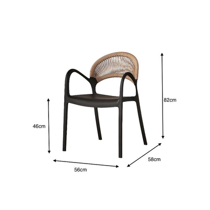 Silla Daytona, Negro y Café Claro, con Espaldar, Reposa Brazos y Diseño Minimalista, vista en perspe