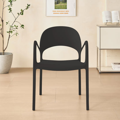 Silla Bremen, Negra, con Espaldar, Reposa Brazos y Diseño Minimalista