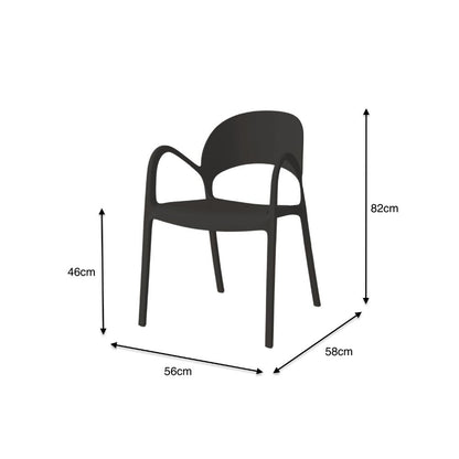 Silla Bremen, Negra, con Espaldar, Reposa Brazos y Diseño Minimalista