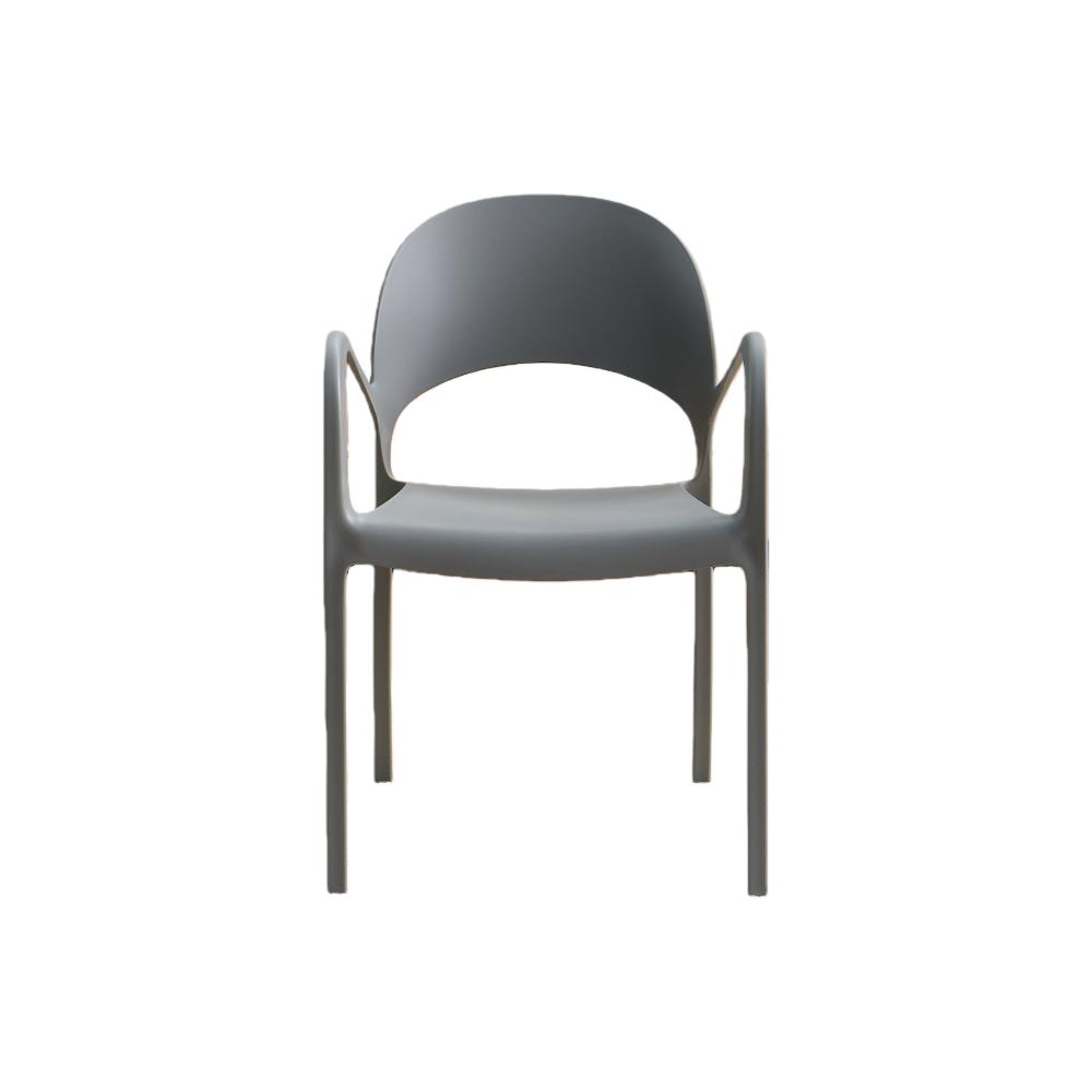 Silla Bremen, Gris Oscuro, con Espaldar, Reposa Brazos y Diseño Minimalista, detalle de acabado