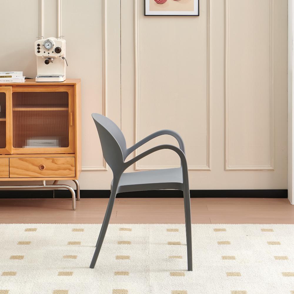Silla Bremen, Gris Oscuro, con Espaldar, Reposa Brazos y Diseño Minimalista, detalle
