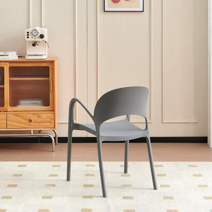 Silla Bremen, Gris Oscuro, con Espaldar, Reposa Brazos y Diseño Minimalista, vista posterior