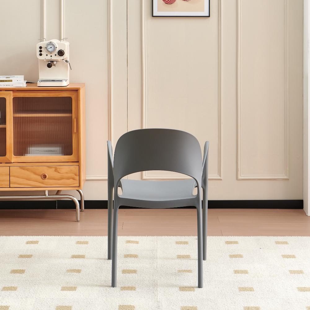Silla Bremen, Gris Oscuro, con Espaldar, Reposa Brazos y Diseño Minimalista, en ambiente
