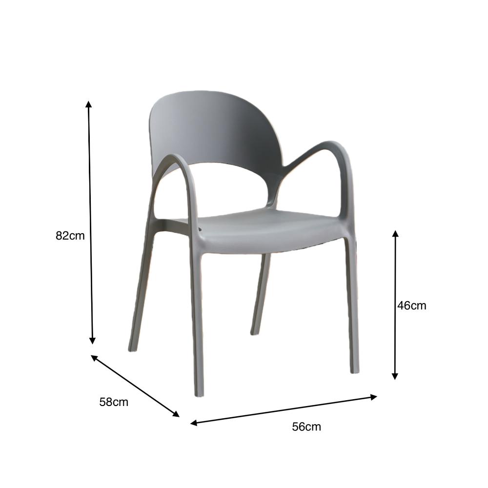 Silla Bremen, Gris Oscuro, con Espaldar, Reposa Brazos y Diseño Minimalista, vista en perspectiva