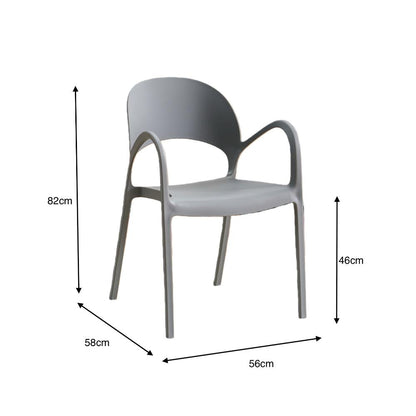 Silla Bremen, Gris Oscuro, con Espaldar, Reposa Brazos y Diseño Minimalista, vista en perspectiva