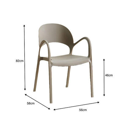 Set de 4 Sillas Bremen, Taupe, con Espaldar, Reposa Brazos y Diseño Minimalista