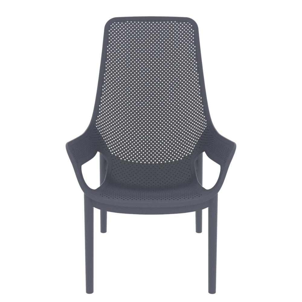 Silla Lounge Mayorca, Gris Oscuro, con Espaldar y Reposa Brazos, en ambiente