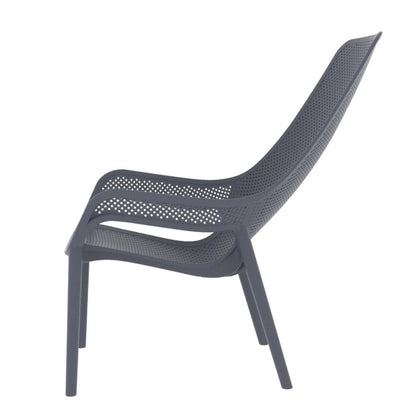 Silla Lounge Mayorca, Gris Oscuro, con Espaldar y Reposa Brazos, medidas