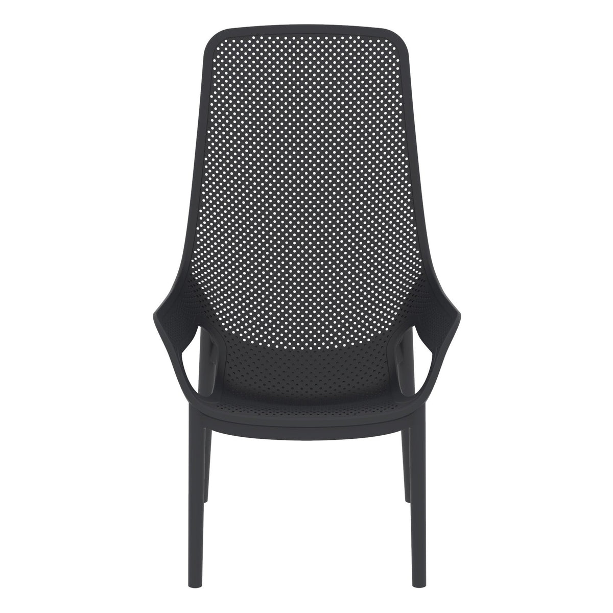 Set de 4 Sillas Lounge Mayorca, Negro, con Espaldar y Reposa Brazos