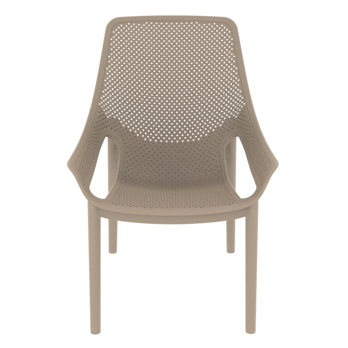 Set de 4 Sillas Lounge Ibiza, Taupe, con Espaldar y Reposa Brazos