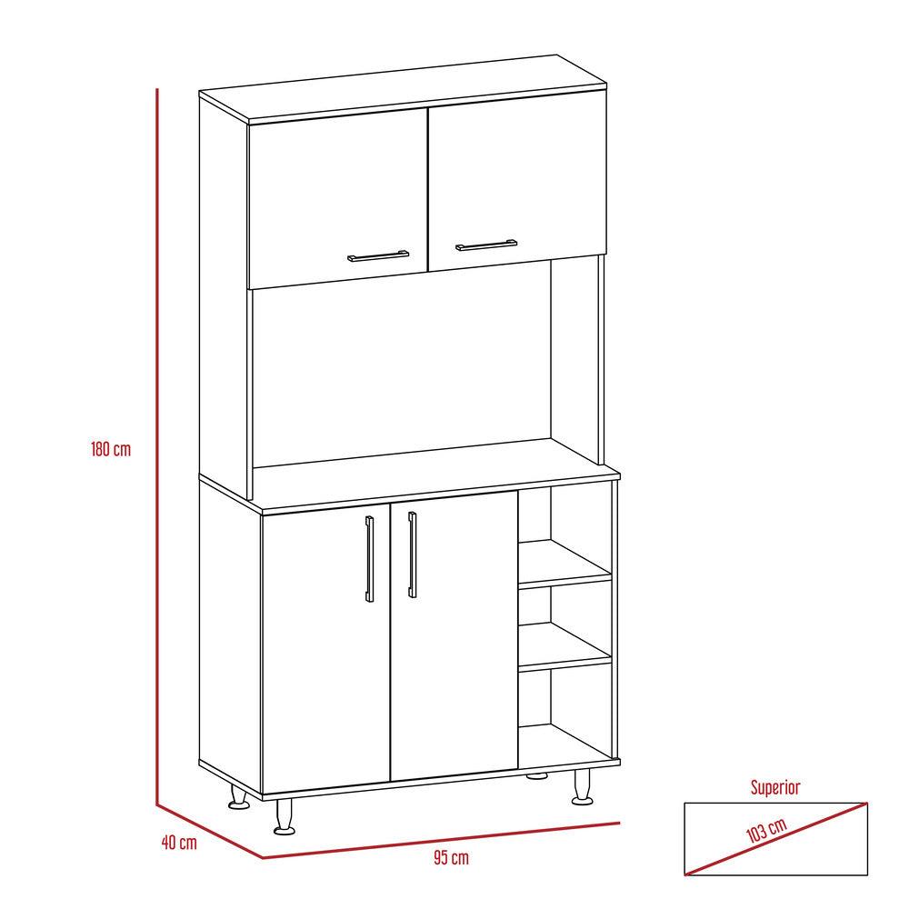 Alacena Keira, Blanco, con Entrepaños Para Ubicar Elementos de Cocina - VIRTUAL MUEBLES