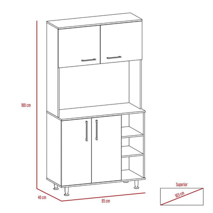 Alacena Keira, Blanco, con Entrepaños Para Ubicar Elementos de Cocina - VIRTUAL MUEBLES