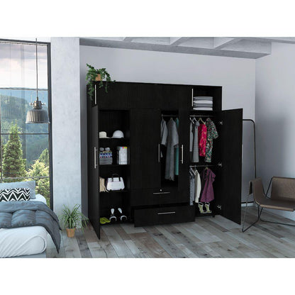 Closet Babel, Wengue, con Cuatro Puertas Abatibles y Cuatro Cajones Multiusos - VIRTUAL MUEBLES