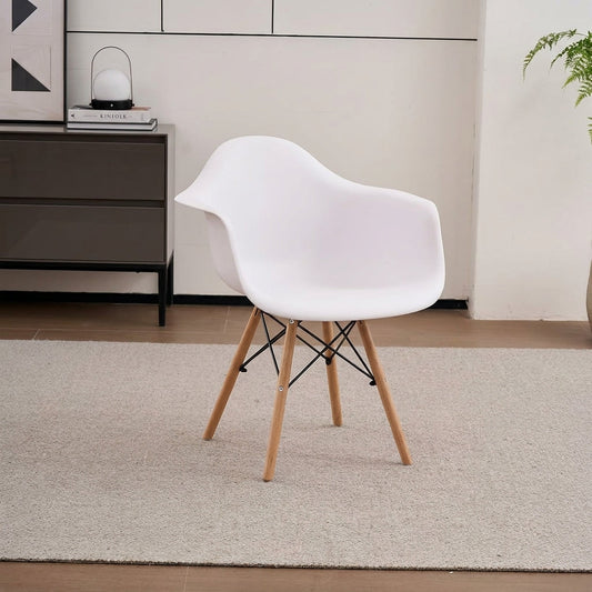 Silla Eymos, Color Blanco, con Espaldar y Patas en Madera