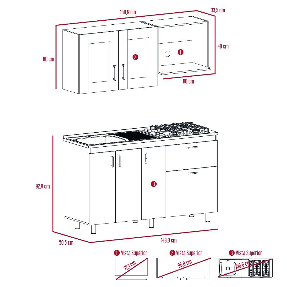 Cocina integral Adiff color Castaño y Blanco.