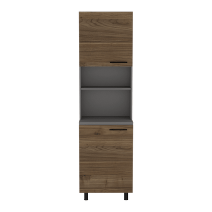 Alacena Praga, Plata oscuro y Castaño, Gran Capacidad de Almacenamiento Por Su Variedad de Entrepaños - VIRTUAL MUEBLES