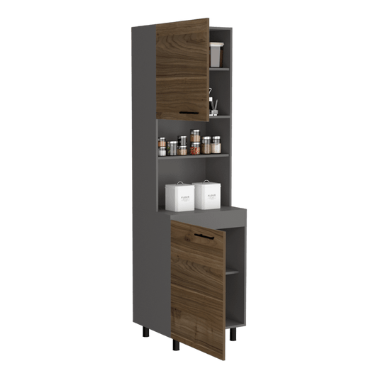 Alacena Praga, Plata oscuro y Castaño, Gran Capacidad de Almacenamiento Por Su Variedad de Entrepaños - VIRTUAL MUEBLES