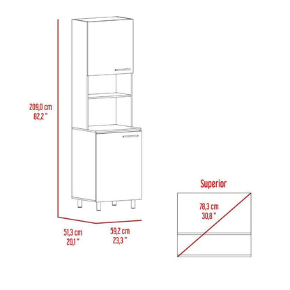 Alacena Praga, Plata oscuro y Castaño, Gran Capacidad de Almacenamiento Por Su Variedad de Entrepaños - VIRTUAL MUEBLES