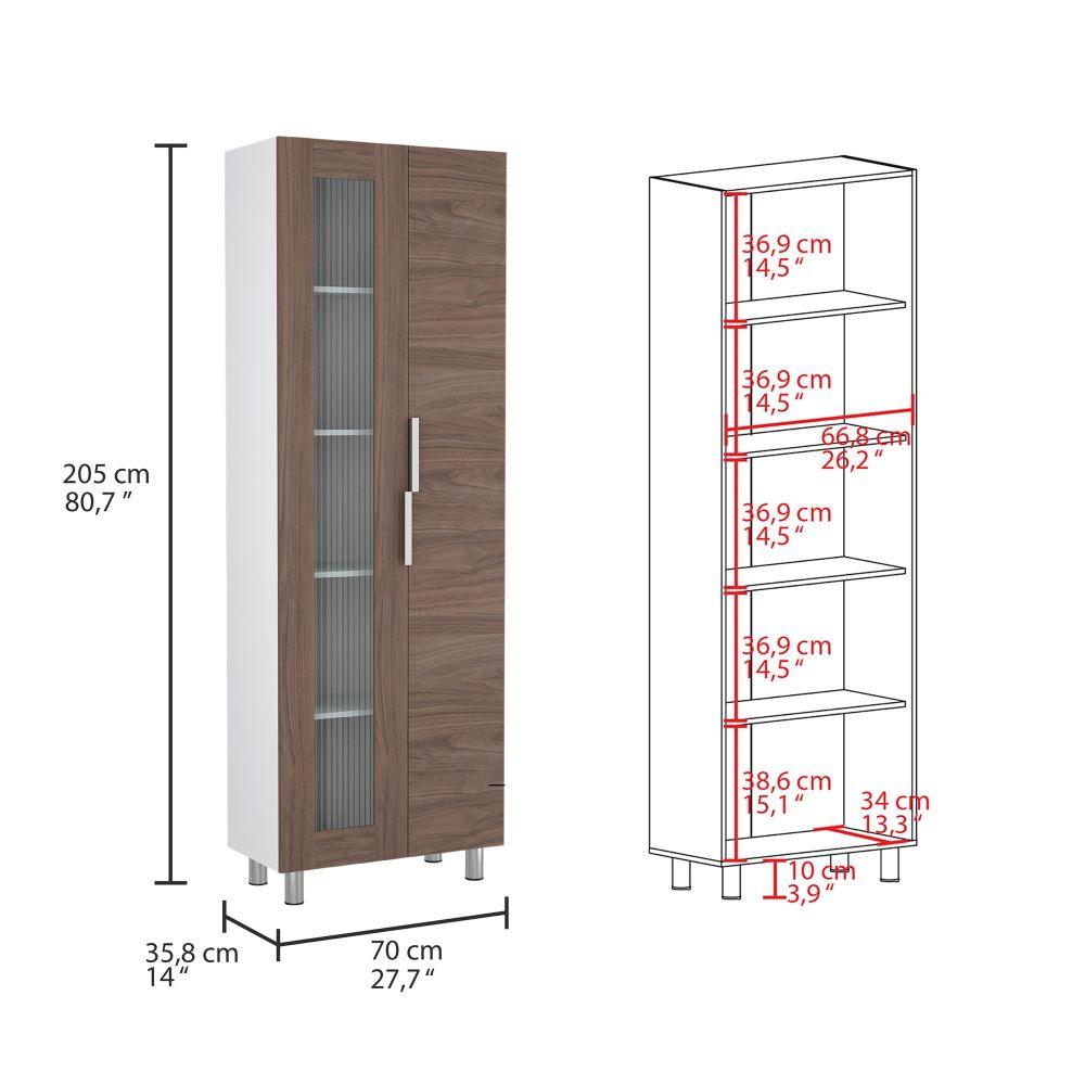 Alacena Diamante color Blanco y Castaño para Cocina.