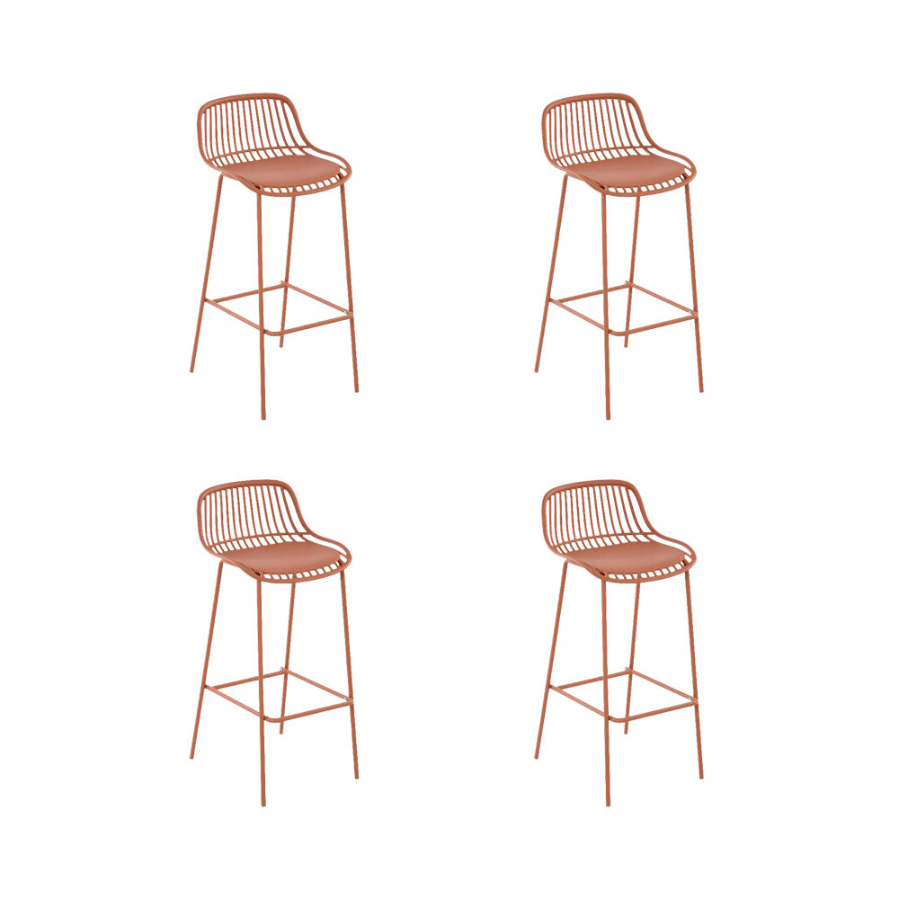 Set de 4 Sillas para Bar Tulum, Color Terracota, Diseño Moderno