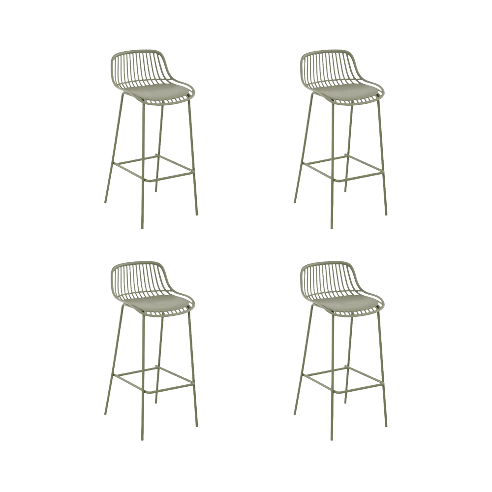 Set de 4 Butacos para Barra Tulum, Color Verde Olivo, Diseño Moderno, vista frontal