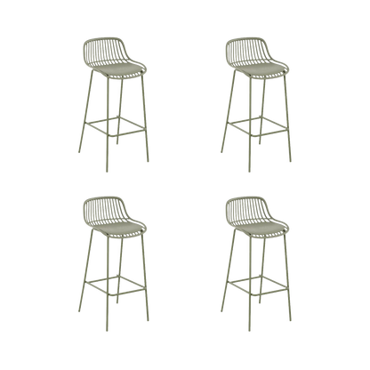 Set de 4 Butacos para Barra Tulum, Color Verde Olivo, Diseño Moderno, vista frontal