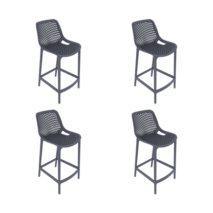 Set de 4 Sillas para Bar Miame, Color Gris Oscuro, con Reposa Pies Doble Proposito