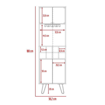 Bar Esquinero, Lara, Caoba y Blanco, con Colgador De Copas y Dos Puertas De Vidrio - VIRTUAL MUEBLES