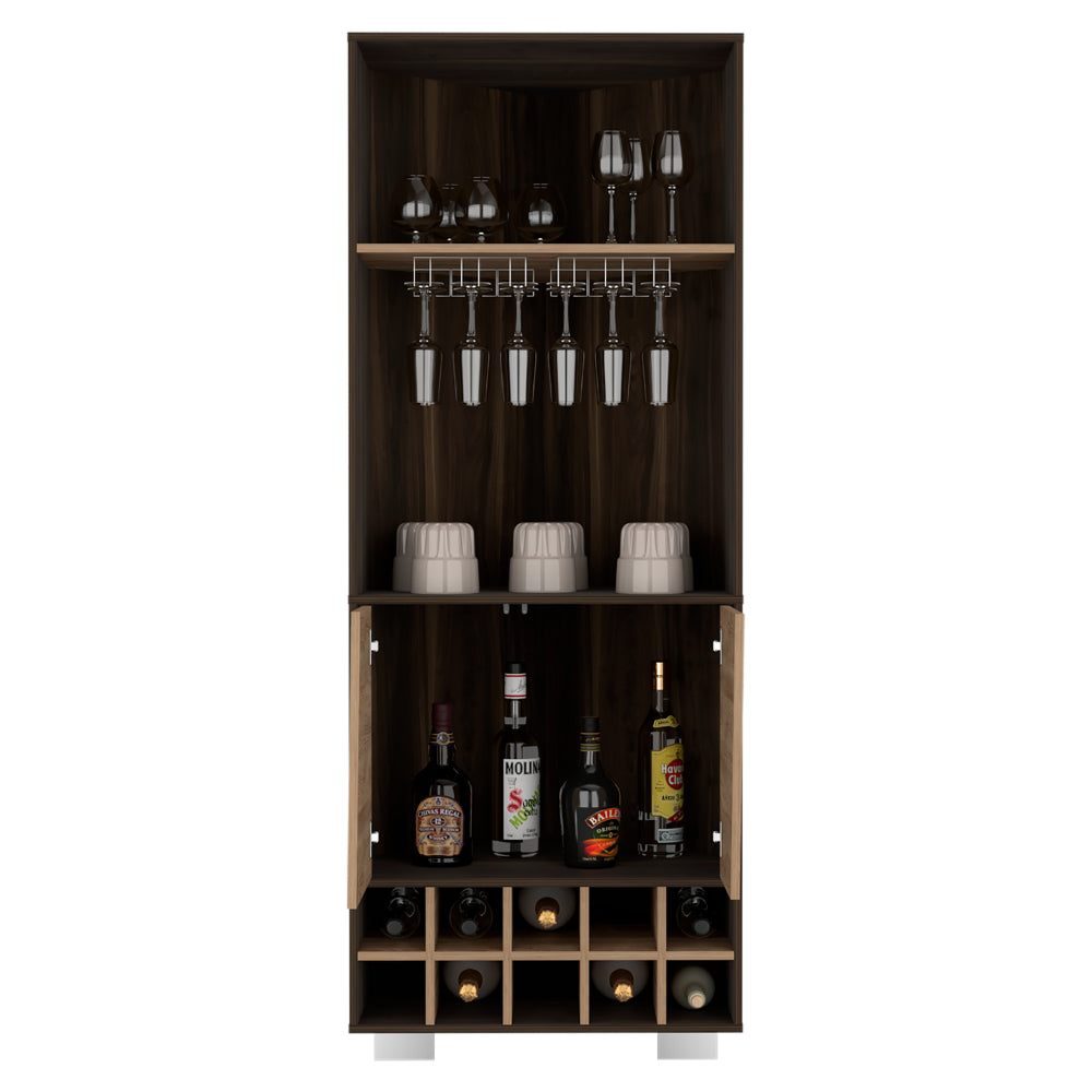 Bar Esquinero Orus, Caoba, con Espacio Para Botellas y Porta Copas