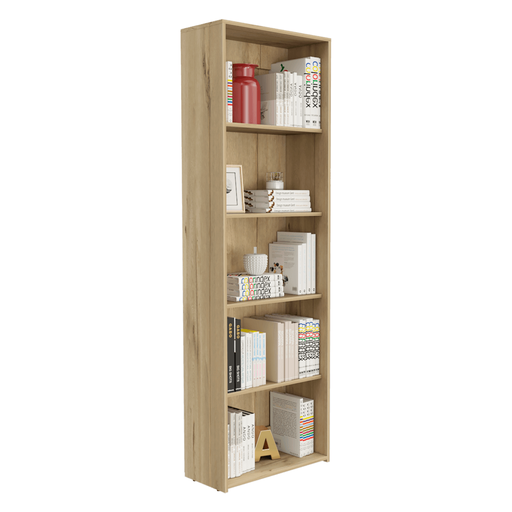 Biblioteca Leroy, Café Claro, Con Variedad de Entrepaños - VIRTUAL MUEBLES