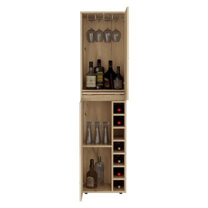 Bar Alto Yeko, Café Claro, con gran capacidad para ubicar botellas y copas - VIRTUAL MUEBLES