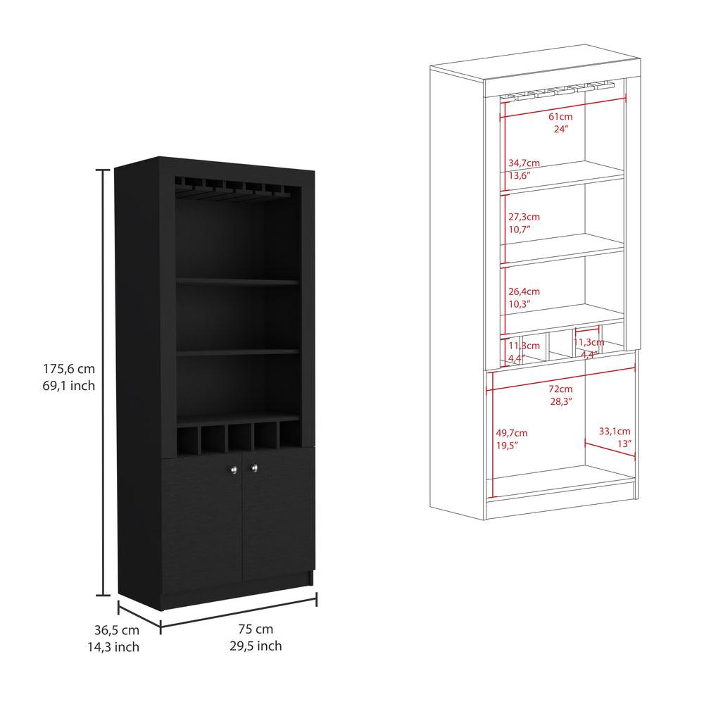 Bar Montero, Wengue, Con amplios espacios para ubicar botellas ZF - VIRTUAL MUEBLES