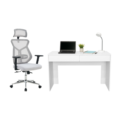 Combo para Oficina Esencial, Incluye Escritorio y Silla de Escritorio blanco, vista frontal