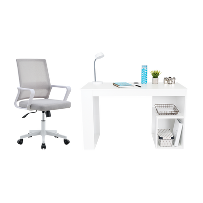 Combo para Oficina Zafra, Incluye Escritorio y Silla de Escritorio blanco, vista frontal
