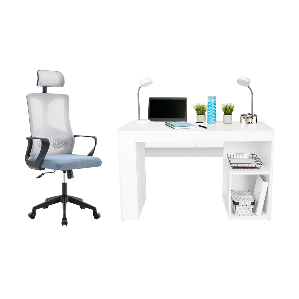 Combo para Oficina Clásic, Incluye Escritorio y Silla de Escritorio blanco, vista frontal