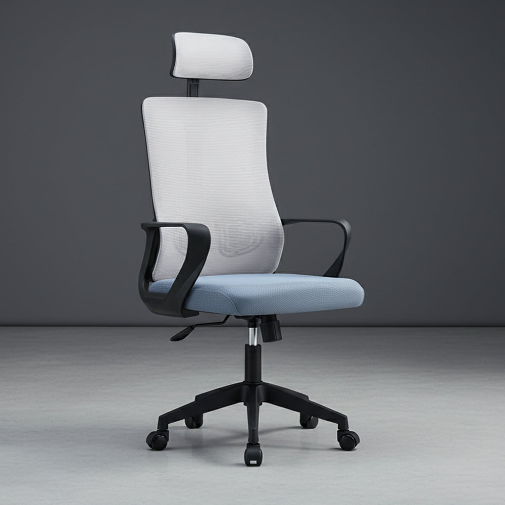 Combo oficina Home escritorio blanco y silla ergonómica de malla – vista 3