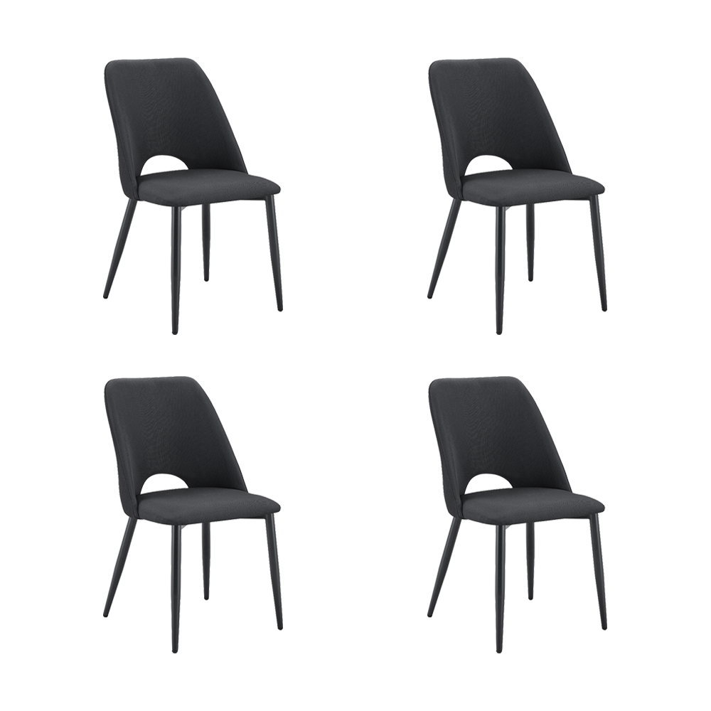 Set de 4 Sillas Urban, Color Negro, con Espaldar y Diseño Moderno