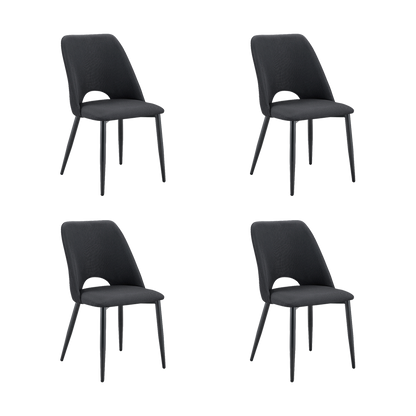 Set de 4 Sillas Urban, Color Negro, con Espaldar y Diseño Moderno