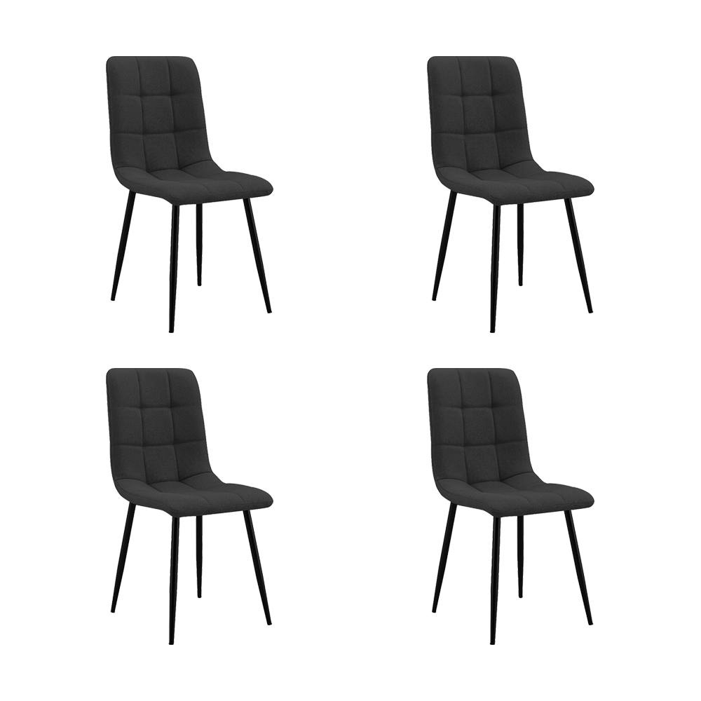 Set de 4 Sillas Flex, Color Negro, con Espaldar y Diseño Moderno, vista frontal