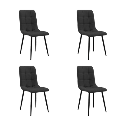 Set de 4 Sillas Flex, Color Negro, con Espaldar y Diseño Moderno, vista frontal