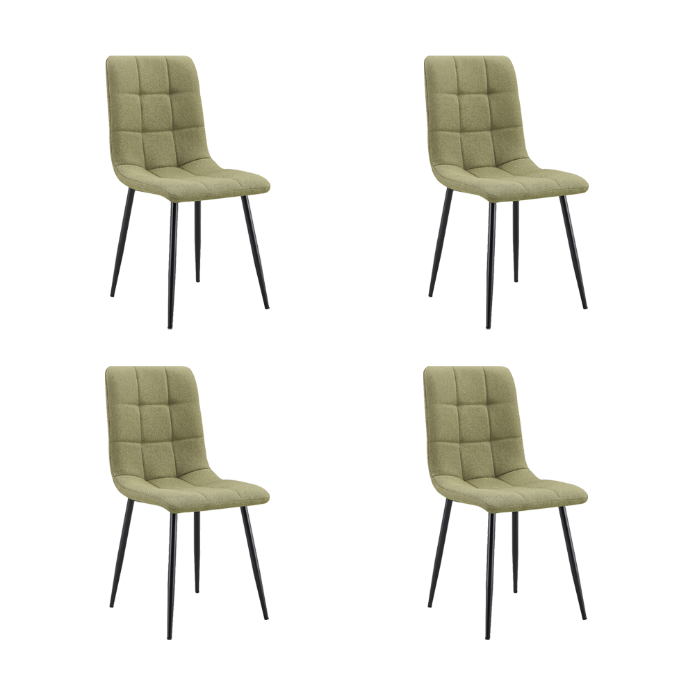 Set de 4 Sillas Flex, Color Verde Oliva Claro, con Espaldar y Diseño Moderno