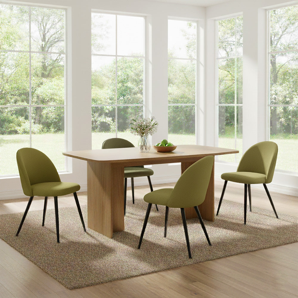 Set de 4 Sillas Core, Color Verde, con Espaldar y Diseño Moderno