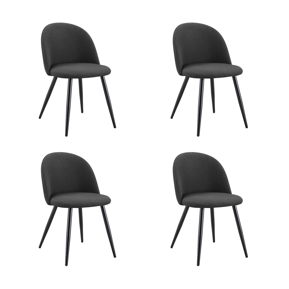 Set de 4 Sillas Core, Color Negro, con Espaldar y Diseño Moderno