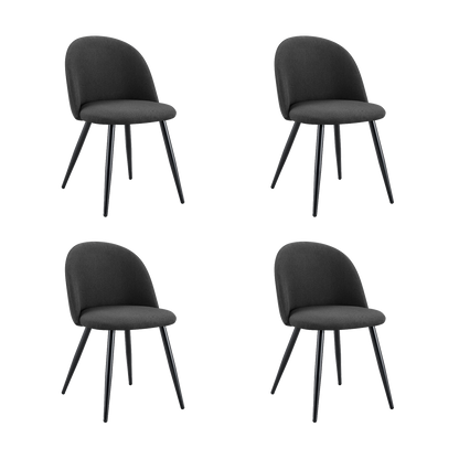 Set de 4 Sillas Core, Color Negro, con Espaldar y Diseño Moderno