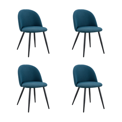 Set de 4 Sillas Core, Color Azul, con Espaldar y Diseño Moderno
