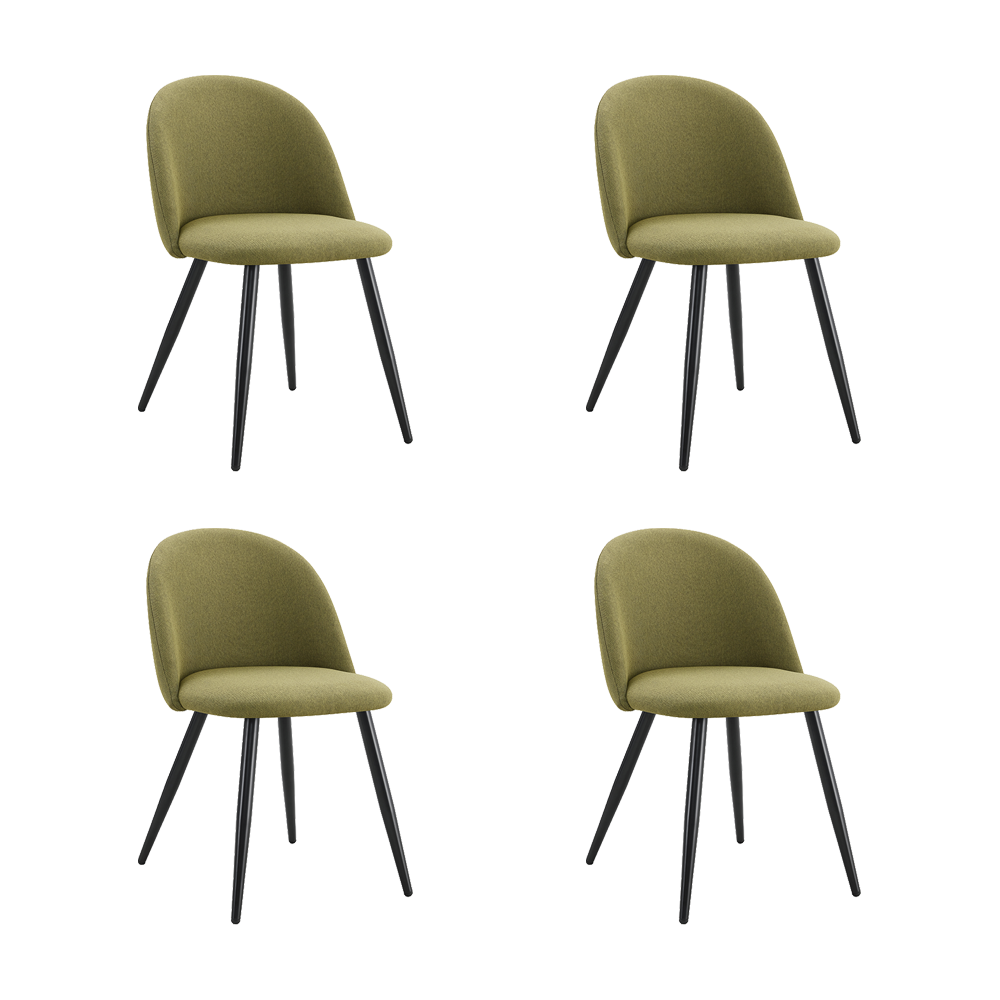 Set de 4 Sillas Core, Color Verde, con Espaldar y Diseño Moderno